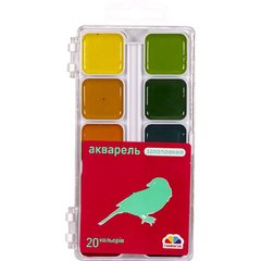Краски акварель 20 цветов, б п, пластик, Увлечения (200108)